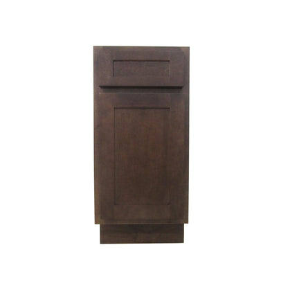 Vanity Art 15" Brown Single Right Offset Freestanding Solid Wood Vanity Cabinet With Soft Closing Door and Drawer