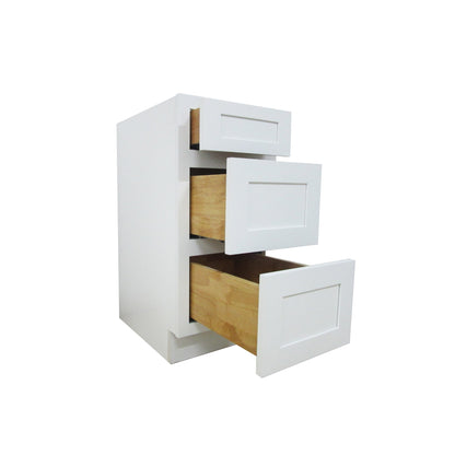 Vanity Art 15" White Single Freestanding Solid Wood Vanity Cabinet With 3 Soft Closing Drawers