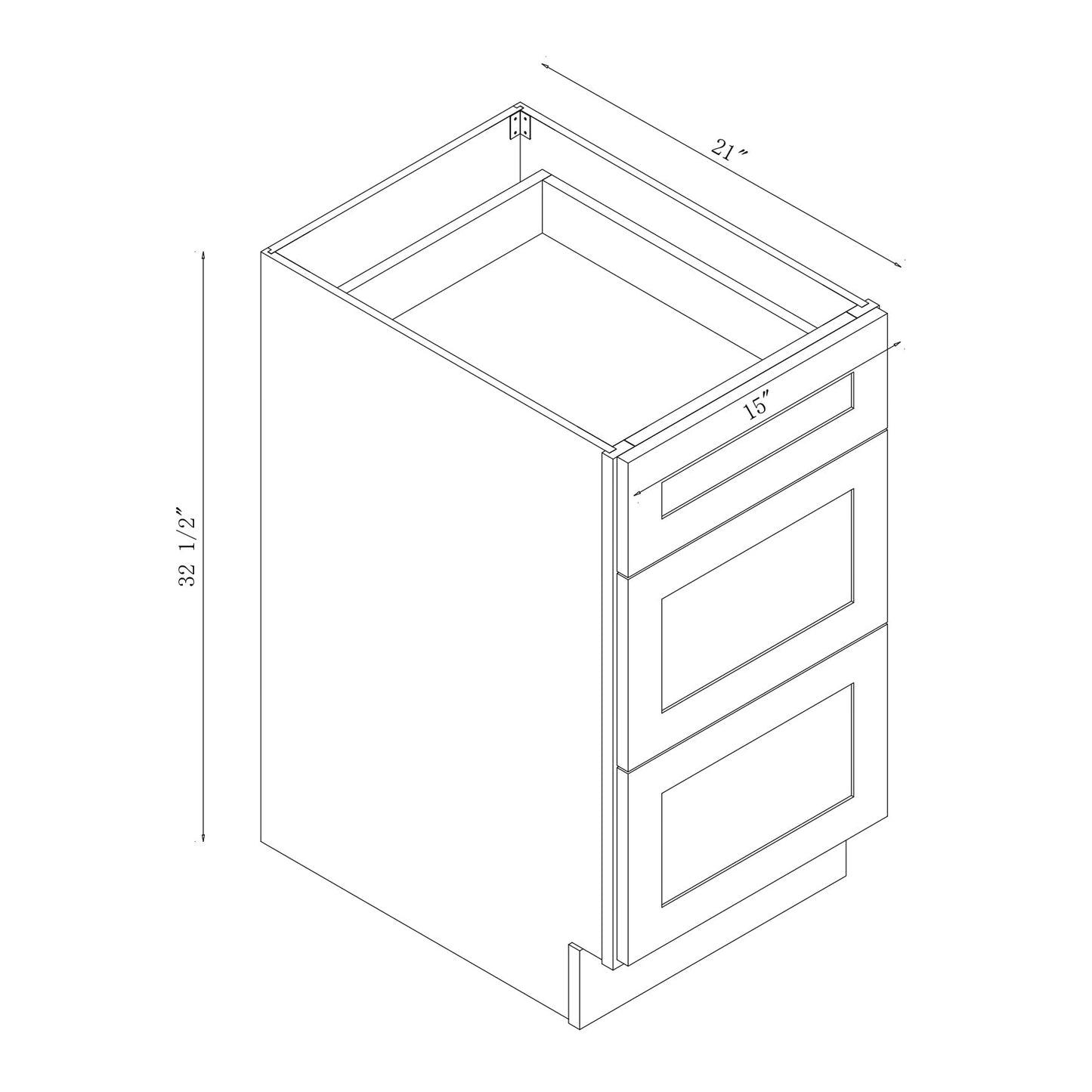 Vanity Art 15" White Single Freestanding Solid Wood Vanity Cabinet With 3 Soft Closing Drawers