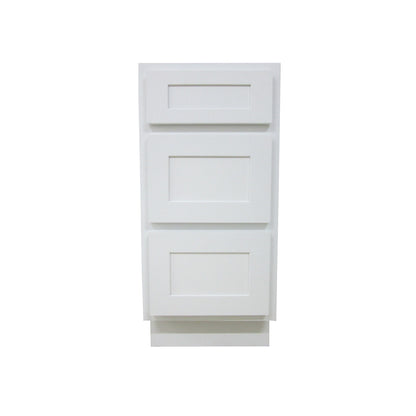 Vanity Art 15" White Single Freestanding Solid Wood Vanity Cabinet With 3 Soft Closing Drawers