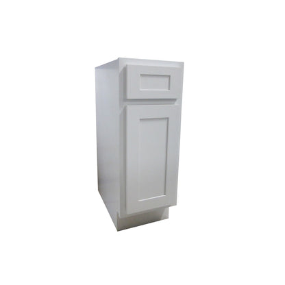 Vanity Art 15" White Single Right Offset Freestanding Solid Wood Vanity Cabinet With Soft Closing Door and Drawer