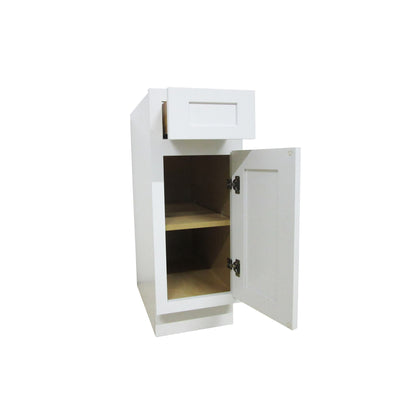 Vanity Art 15" White Single Right Offset Freestanding Solid Wood Vanity Cabinet With Soft Closing Door and Drawer