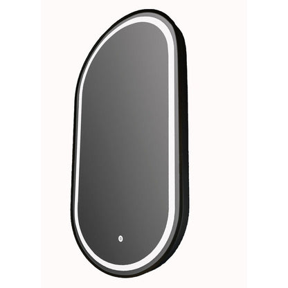 Vanity Art 18" W x 36" H Black Oval LED Lighted Bathroom Vanity Wall Mirror With Touch Sensor