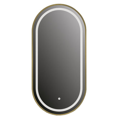 Vanity Art 18" W x 36" H Gold Oval LED Lighted Bathroom Vanity Wall Mirror With Touch Sensor