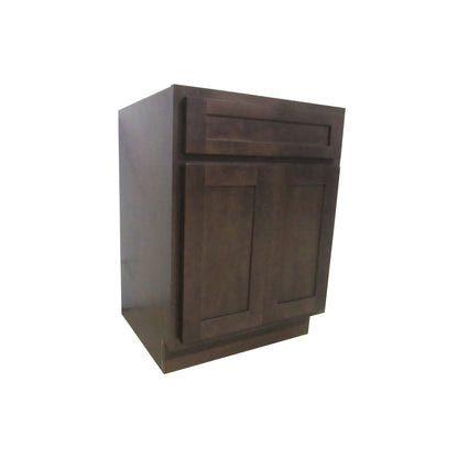 Vanity Art 24" Brown Freestanding Solid Wood Vanity Cabinet With Double Soft Closing Doors