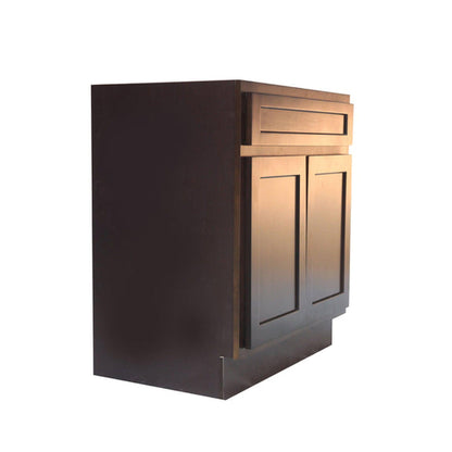 Vanity Art 24" Brown Freestanding Solid Wood Vanity Cabinet With Double Soft Closing Doors