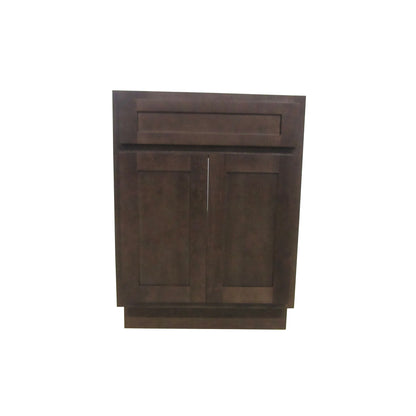 Vanity Art 24" Brown Freestanding Solid Wood Vanity Cabinet With Double Soft Closing Doors