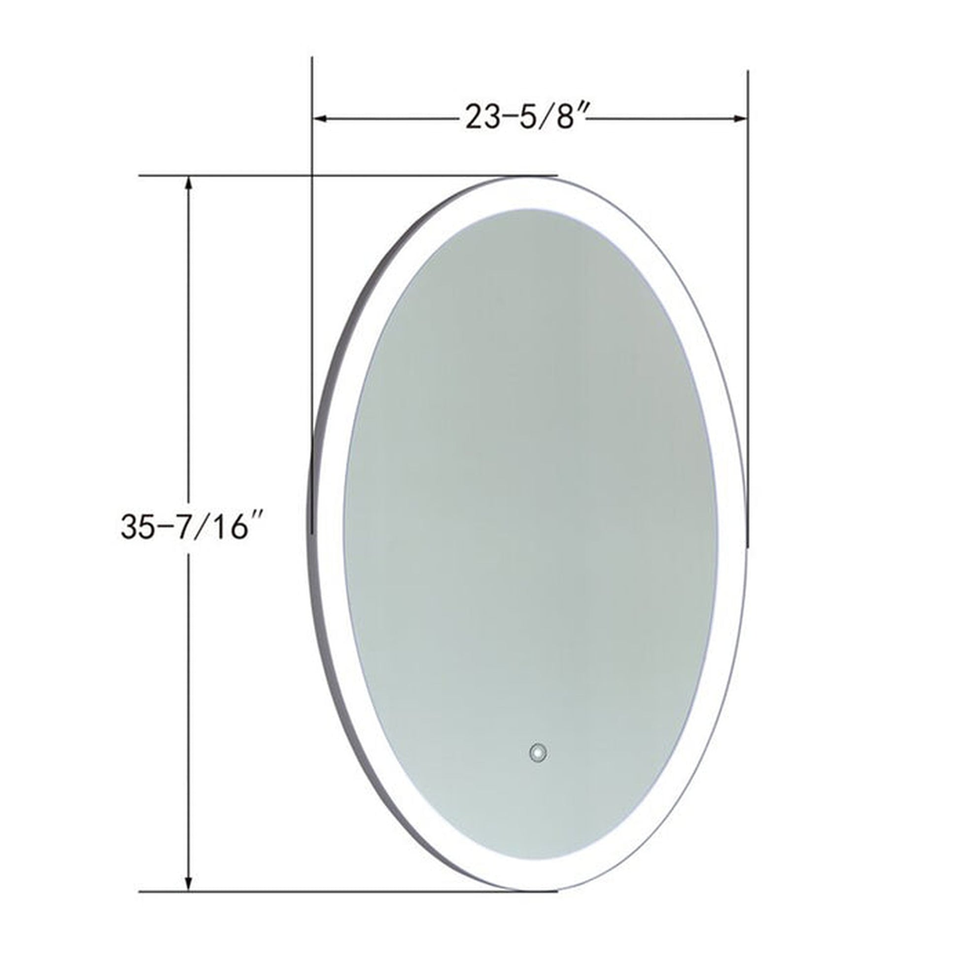 Vanity Art 24" Oval LED Lighted Illuminated Bathroom Vanity Wall Mirror With Touch Sensor