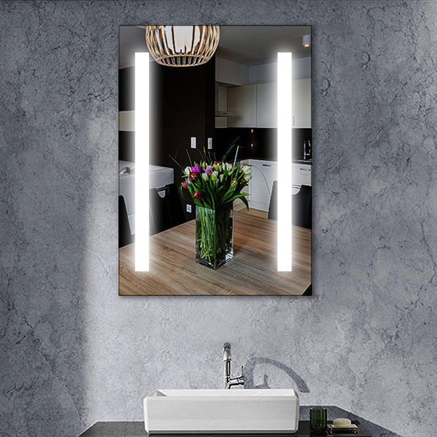 Vanity Art 24" W x 28" H LED Lighted Bathroom Vanity Wall Mirror With Touch Sensor Switch