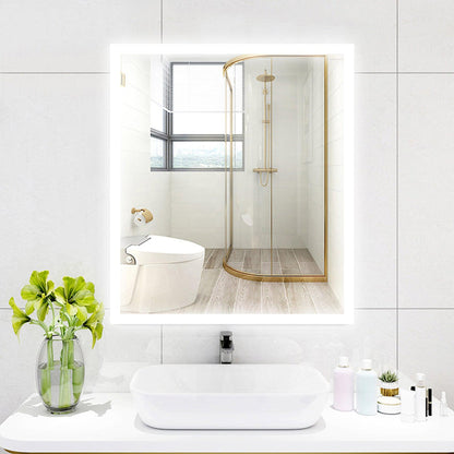 Vanity Art 24" W x 28" H Rectangular Frameless LED Lighted Illuminated Bathroom Vanity Wall Mirror With Touch Sensor Switch