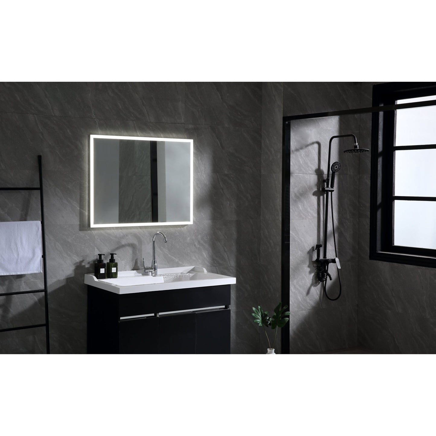 Vanity Art 24" W x 28" H Rectangular Frameless LED Lighted Illuminated Bathroom Vanity Wall Mirror With Touch Sensor Switch