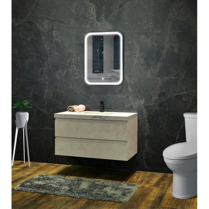 Vanity Art 24" W x 32" H Black Rounded Corner Frame LED Lighted Bathroom Vanity Wall Mirror With Touch Sensor