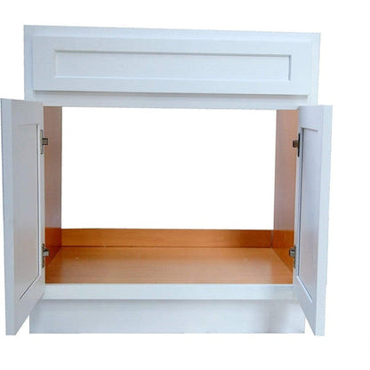 Vanity Art 24" White Freestanding Solid Wood Vanity Cabinet With Double Soft Closing Doors