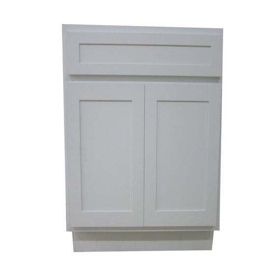 Vanity Art 24" White Freestanding Solid Wood Vanity Cabinet With Double Soft Closing Doors