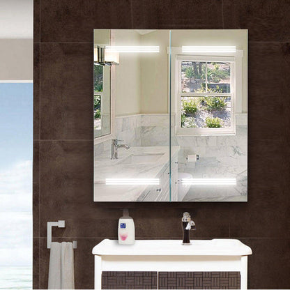 Vanity Art 25" W x 26" H Frameless LED Lighted Bathroom Vanity Wall Mirror With Wooden Medicine Cabinet