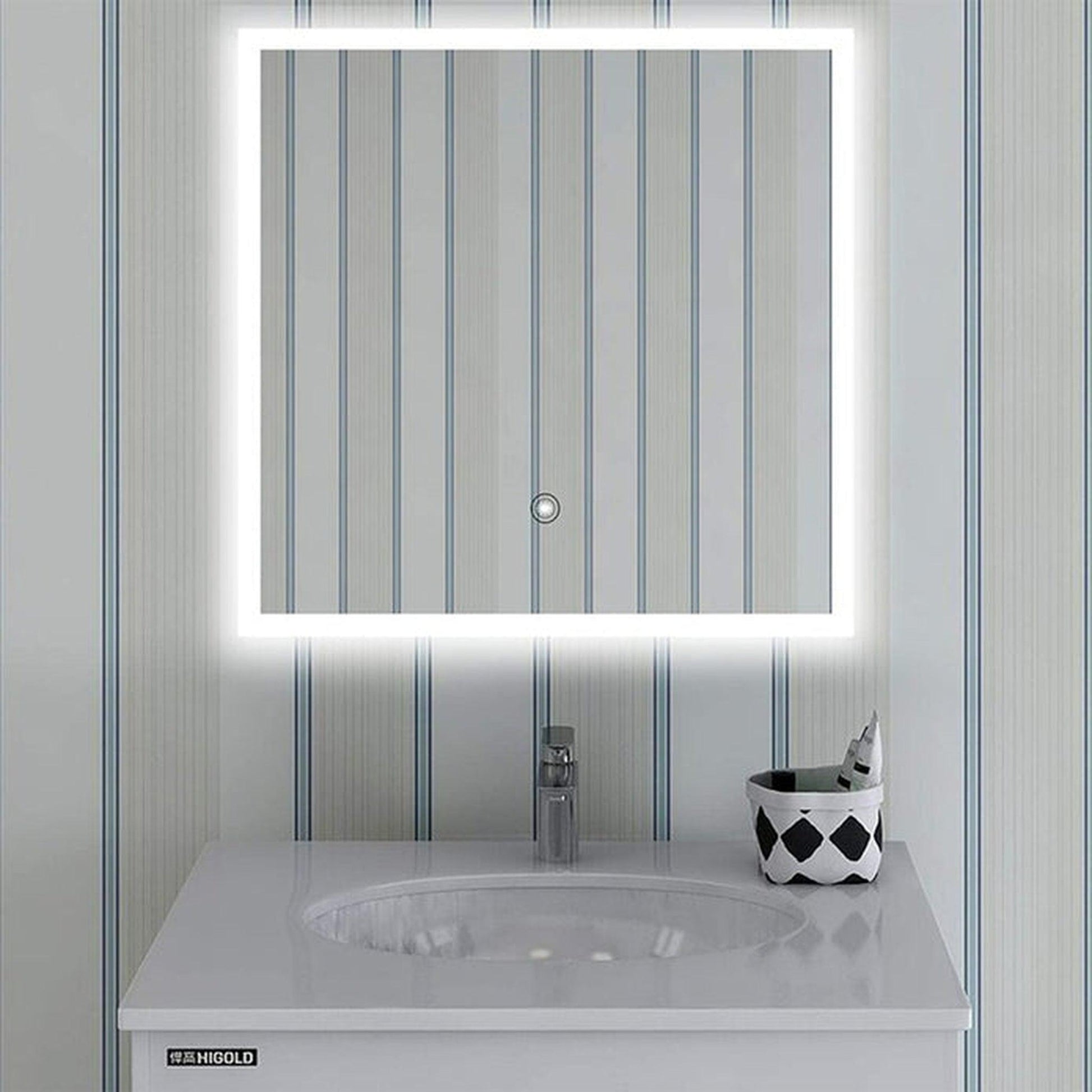 Vanity Art 28" x 28" Square Frameless LED Lighted Illuminated Bathroom Vanity Wall Mirror