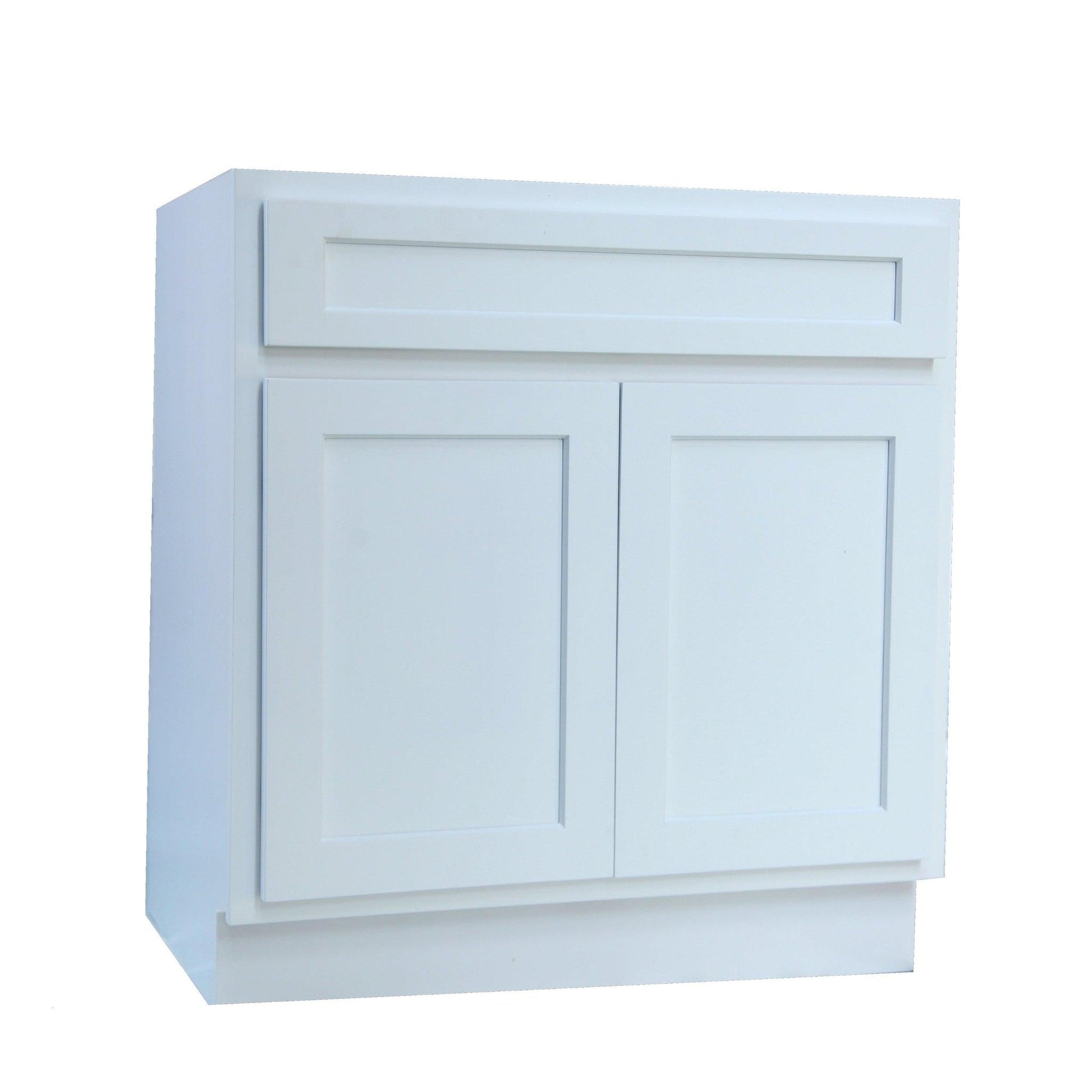 Vanity Art 30" White Freestanding Solid Wood Vanity Cabinet With Double Soft Closing Doors