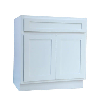 Vanity Art 30" White Freestanding Solid Wood Vanity Cabinet With Double Soft Closing Doors