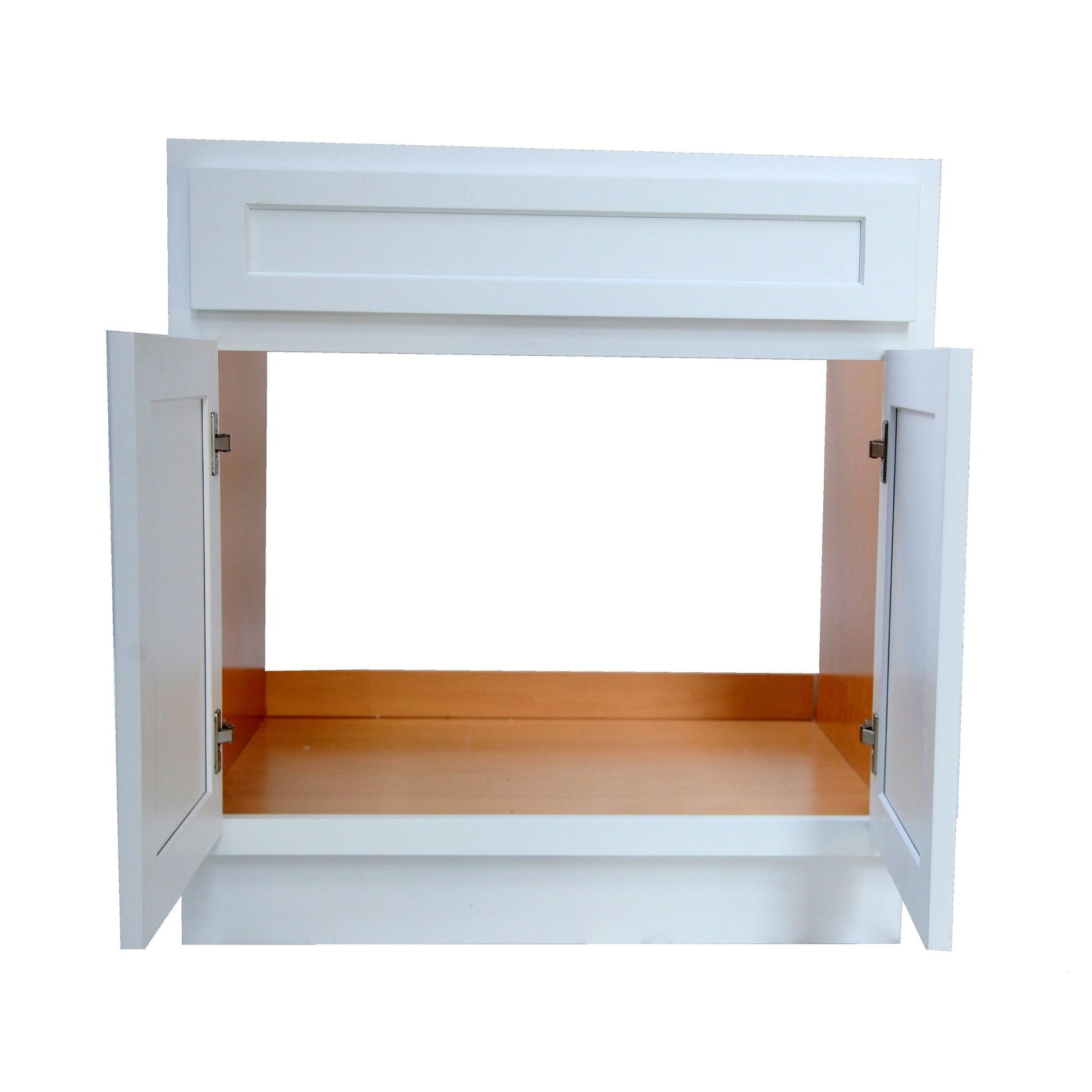 Vanity Art 30" White Freestanding Solid Wood Vanity Cabinet With Double Soft Closing Doors