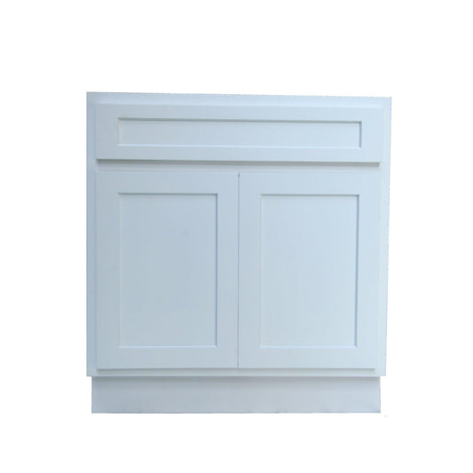 Vanity Art 30" White Freestanding Solid Wood Vanity Cabinet With Double Soft Closing Doors