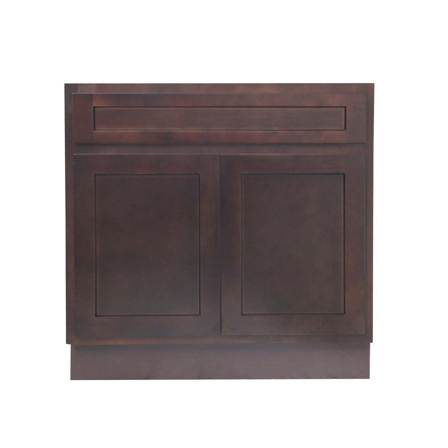 Vanity Art 33" Brown Freestanding Solid Wood Vanity Cabinet With Double Soft Closing Doors