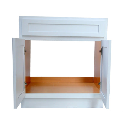 Vanity Art 33" White Freestanding Solid Wood Vanity Cabinet With Double Soft Closing Doors