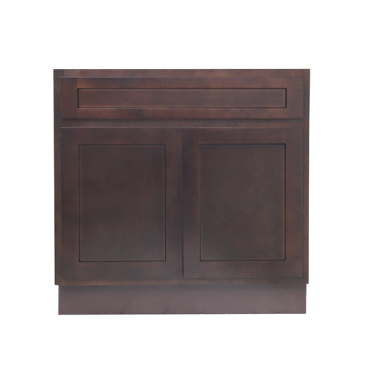 Vanity Art 36" Brown Freestanding Solid Wood Vanity Cabinet With Soft Closing Doors