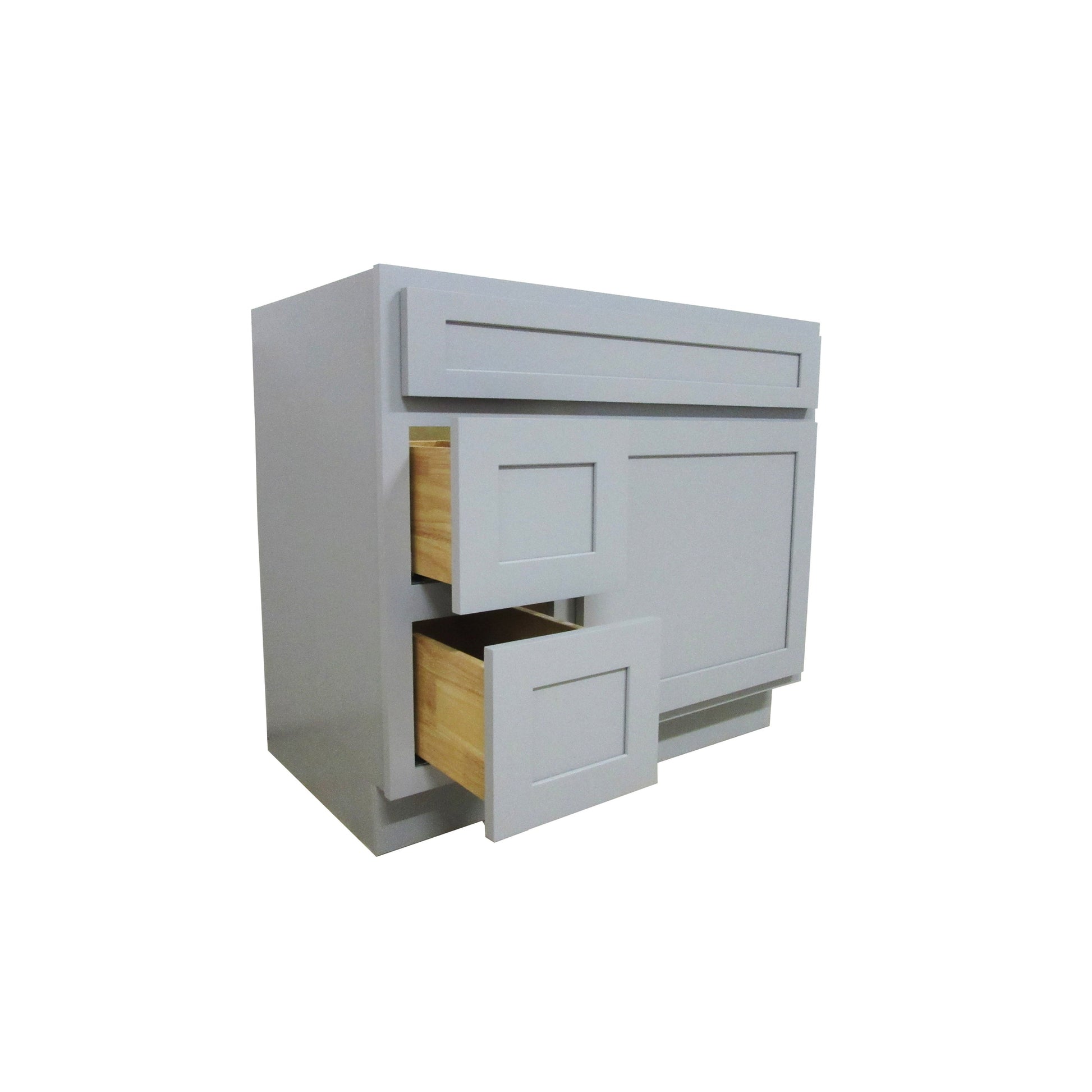 Vanity Art 36" Gray Freestanding Solid Wood Vanity Cabinet With Single Soft Closing Door and 2 Left Drawers