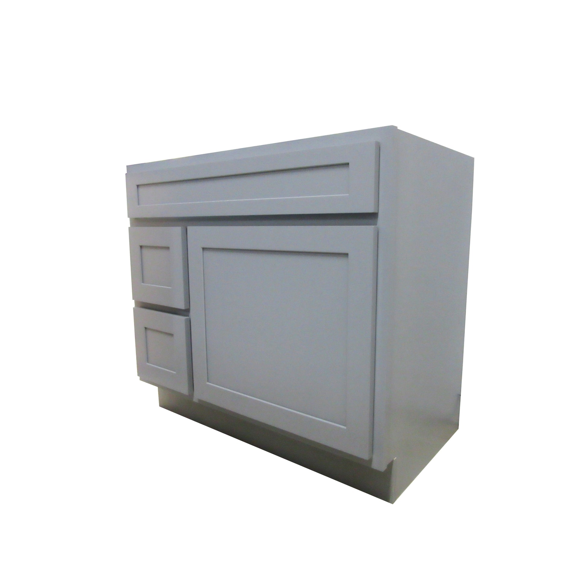 Vanity Art 36" Gray Freestanding Solid Wood Vanity Cabinet With Single Soft Closing Door and 2 Left Drawers