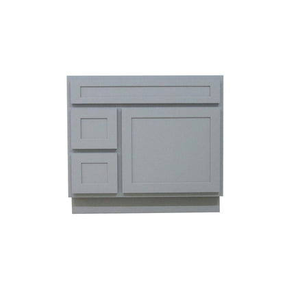 Vanity Art 36" Gray Freestanding Solid Wood Vanity Cabinet With Single Soft Closing Door and 2 Left Drawers