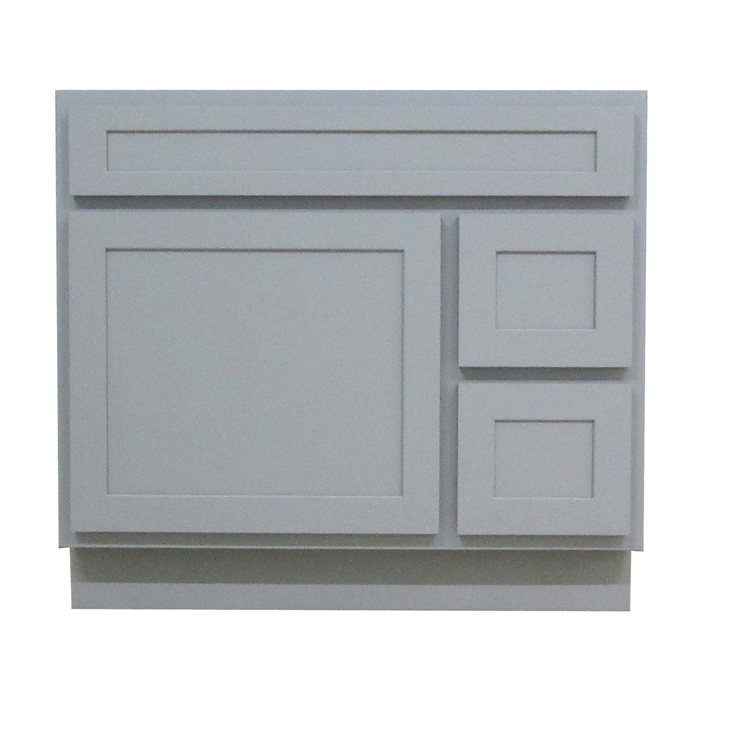Vanity Art 36" Gray Freestanding Solid Wood Vanity Cabinet With Single Soft Closing Door and 2 Right Drawers