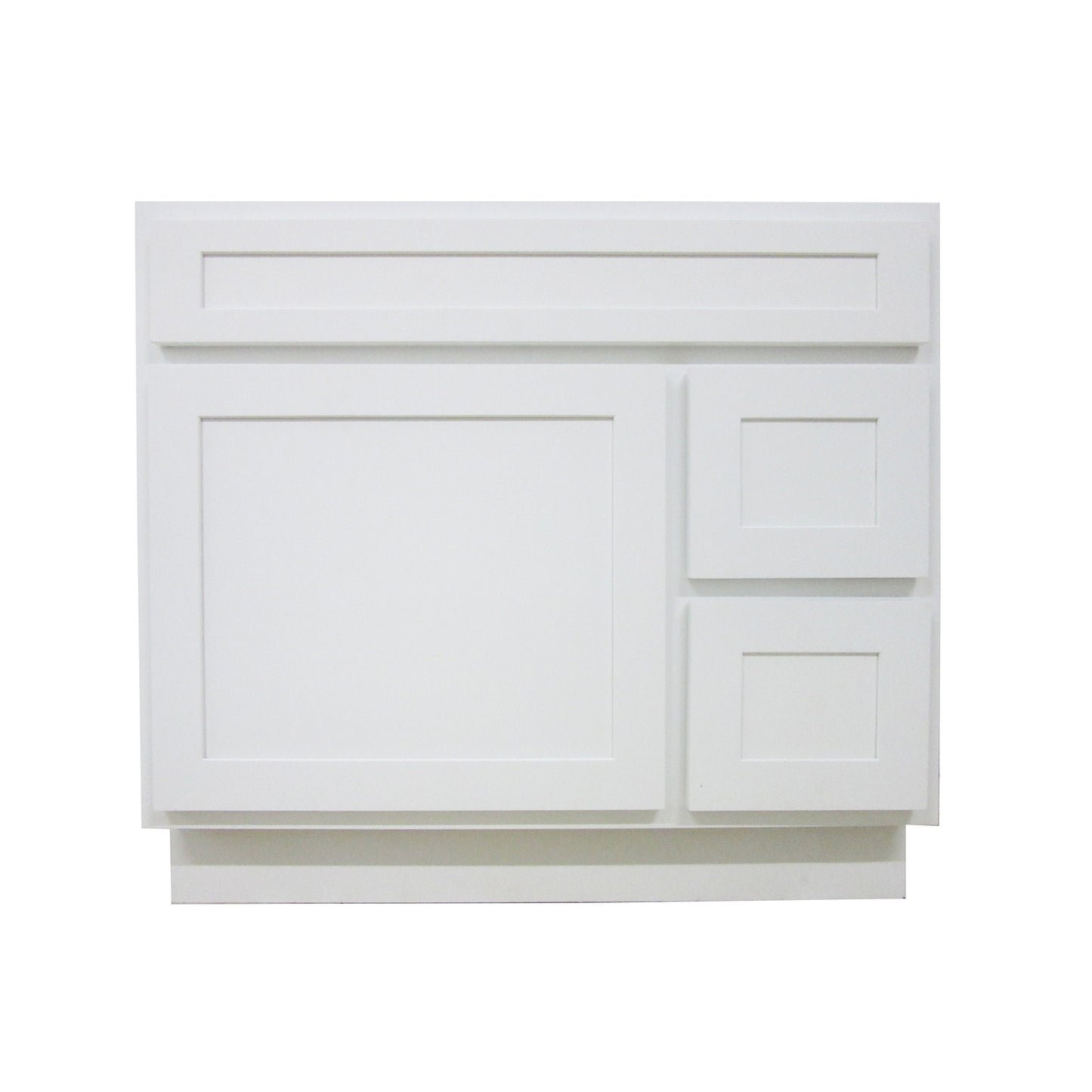 Vanity Art 36" White Freestanding Solid Wood Vanity Cabinet With Single Soft Closing Door and 2 Right Drawers