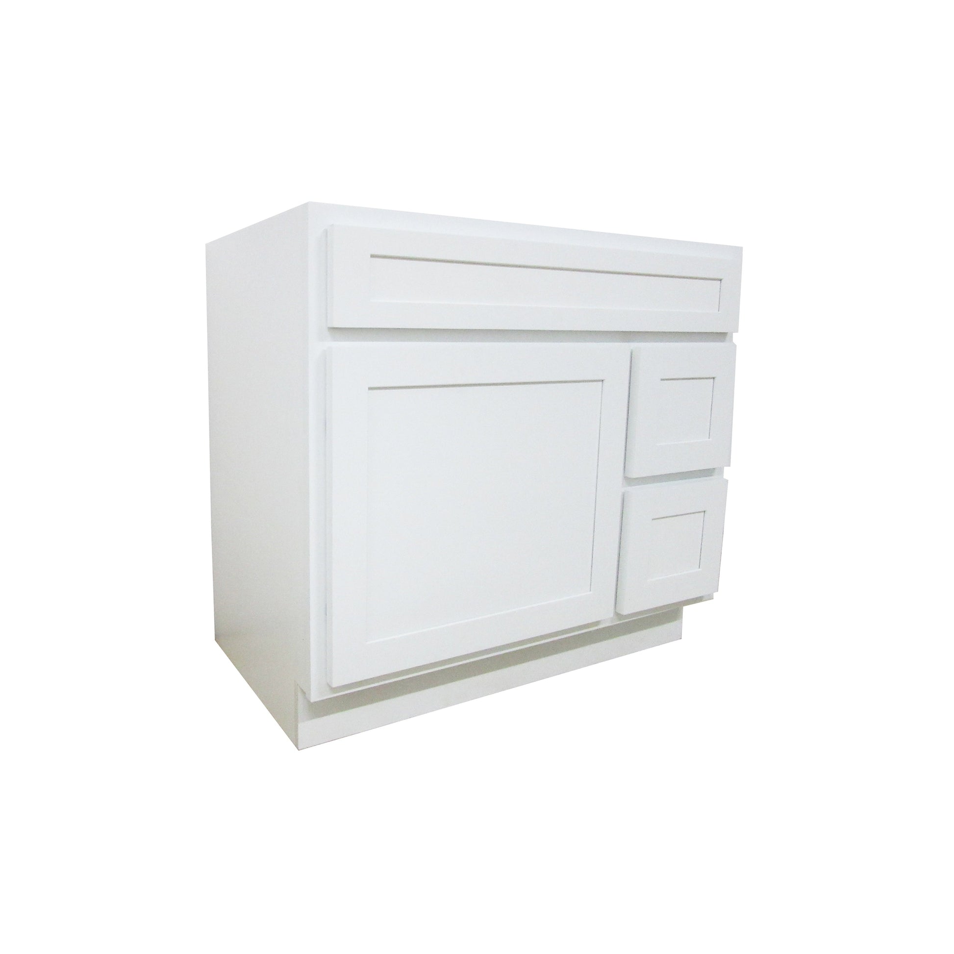 Vanity Art 36" White Freestanding Solid Wood Vanity Cabinet With Single Soft Closing Door and 2 Right Drawers