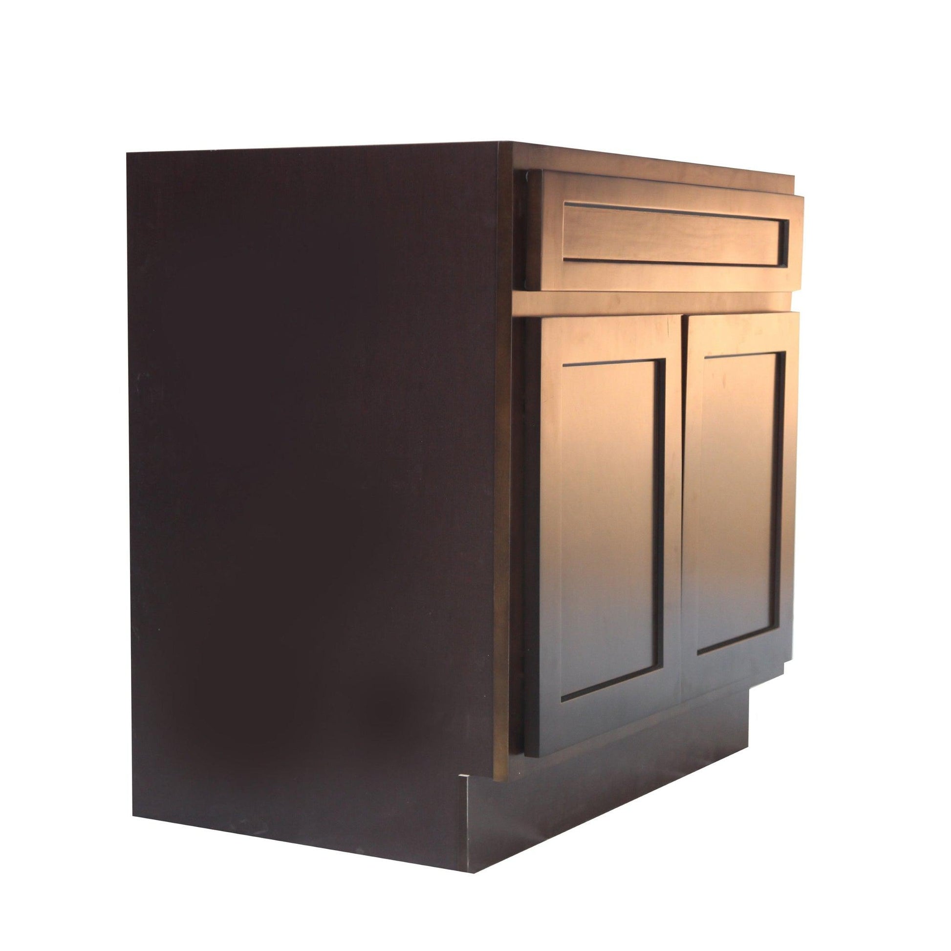 Vanity Art 39" Brown Freestanding Solid Wood Vanity Cabinet With Double Soft Closing Doors