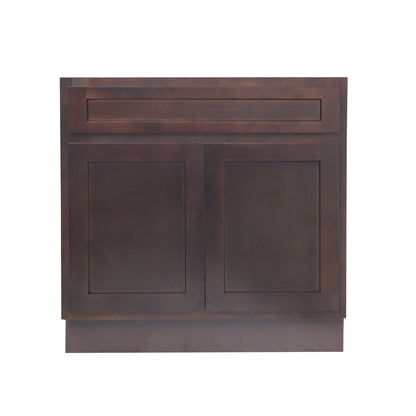 Vanity Art 39" Brown Freestanding Solid Wood Vanity Cabinet With Double Soft Closing Doors
