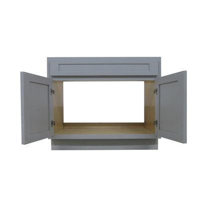 Vanity Art 39" Gray Freestanding Solid Wood Vanity Cabinet With Double Soft Closing Doors