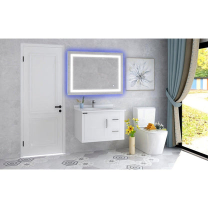 Vanity Art 40" x 28" Frameless LED Lighted Illuminated Bathroom Vanity Wall Mirror With Touch Sensor