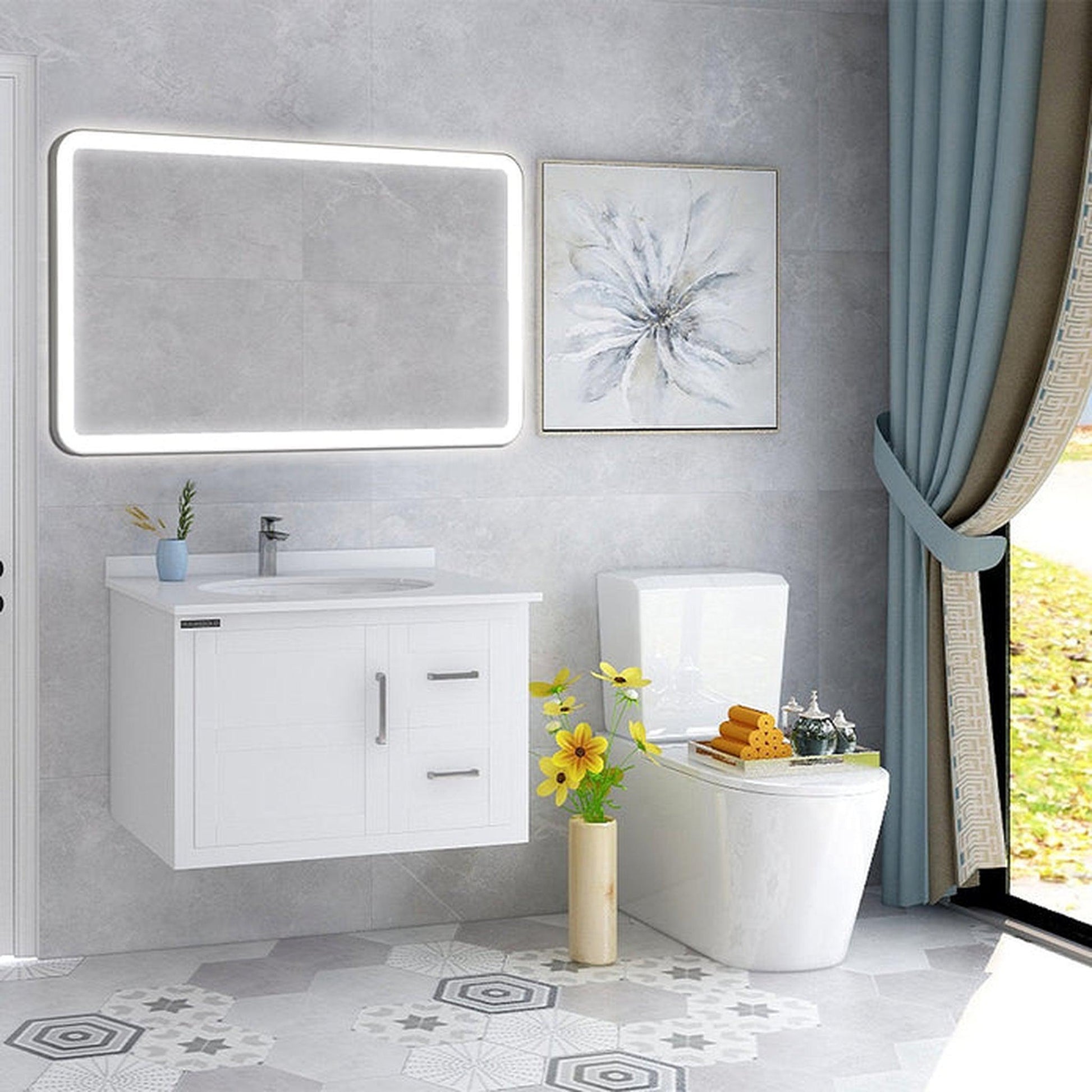 Vanity Art 47" x 28" Large Rectangular Frameless LED Lighted Bathroom Wall Mounted Vanity Mirror