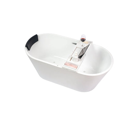 Vanity Art 54" W x 23" H White Acrylic Non-Slip Freestanding Soaking Bathtub With Air Bath Option