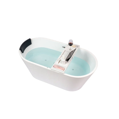 Vanity Art 54" W x 23" H White Acrylic Non-Slip Freestanding Soaking Bathtub With Air Bath Option