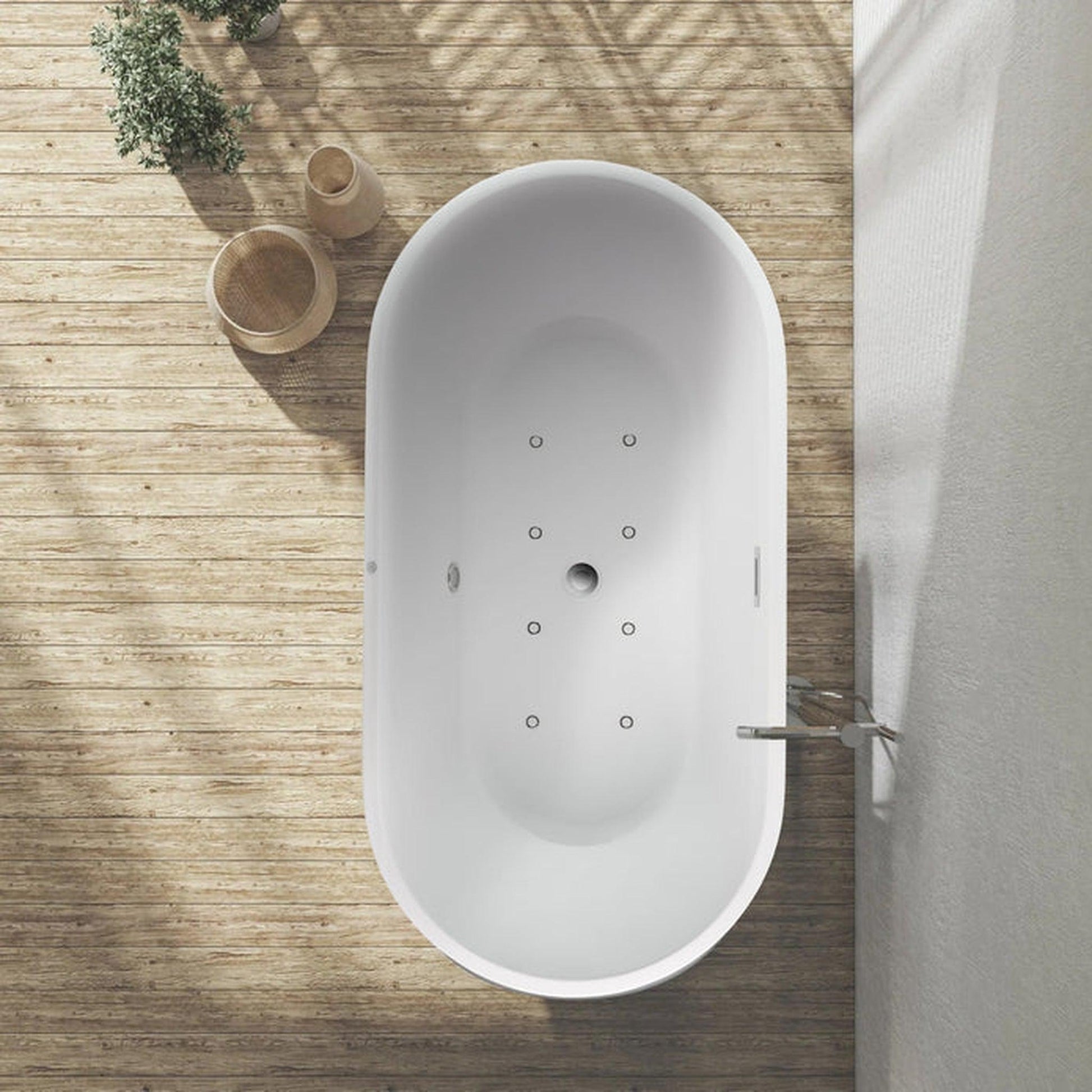 Vanity Art 54" W x 23" H White Acrylic Non-Slip Freestanding Soaking Bathtub With Air Bath Option