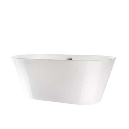 Vanity Art 54" W x 23" H White Acrylic Non-Slip Freestanding Soaking Bathtub With Air Bath Option