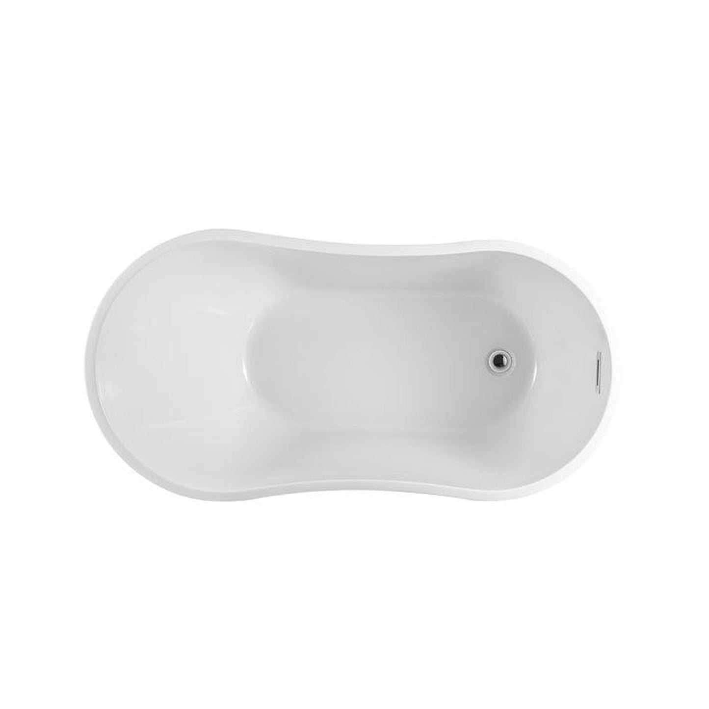 Vanity Art 54" W x 28" H White Acrylic Modern Freestanding Bathtub With Polished Chrome Pop-up Drain and Slotted Overflow