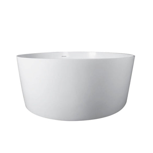 Vanity Art 55" x 55" White Matte Finish Freestanding Solid Surface Resin Stone Bathtub With Slotted Overflow and Pop-up Drain