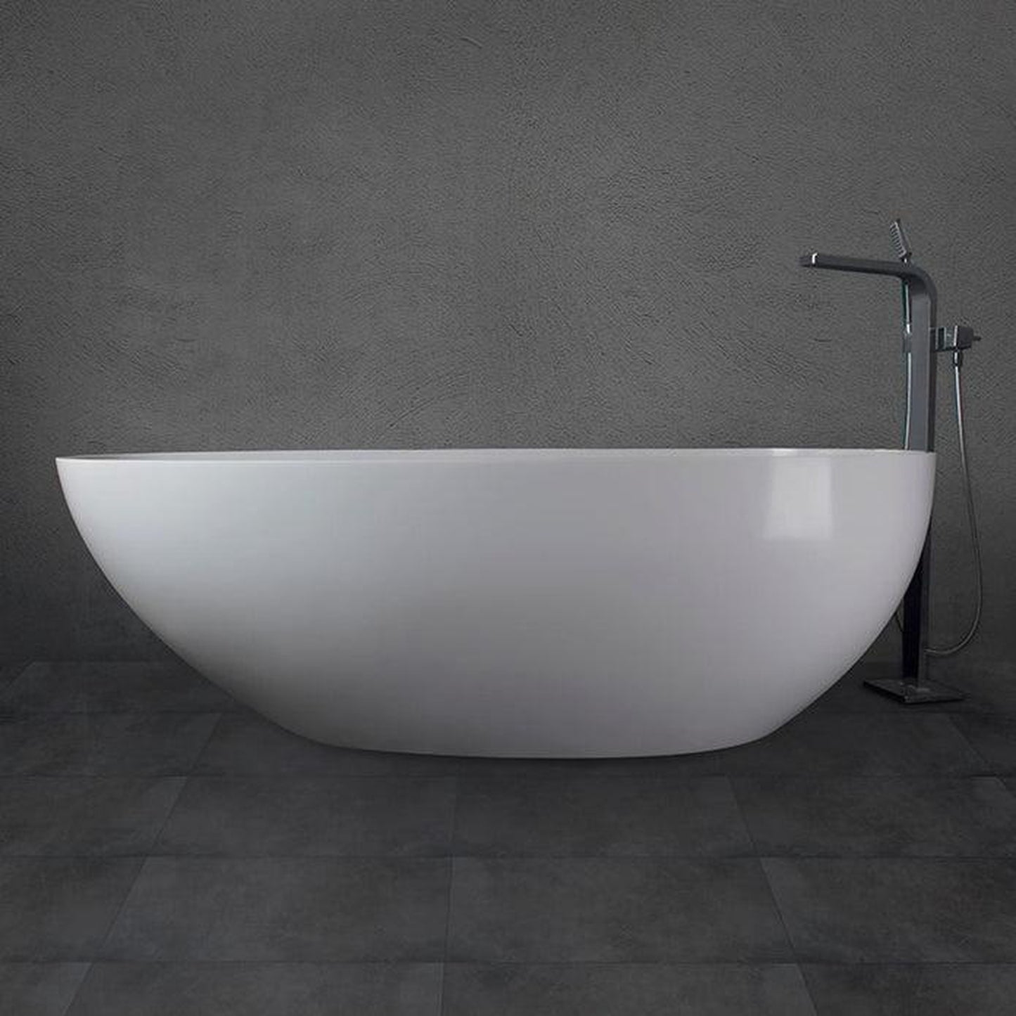 Vanity Art 59" Glossy White Contemporary Design Soaking Tub With Overflow and Pop-up Drain