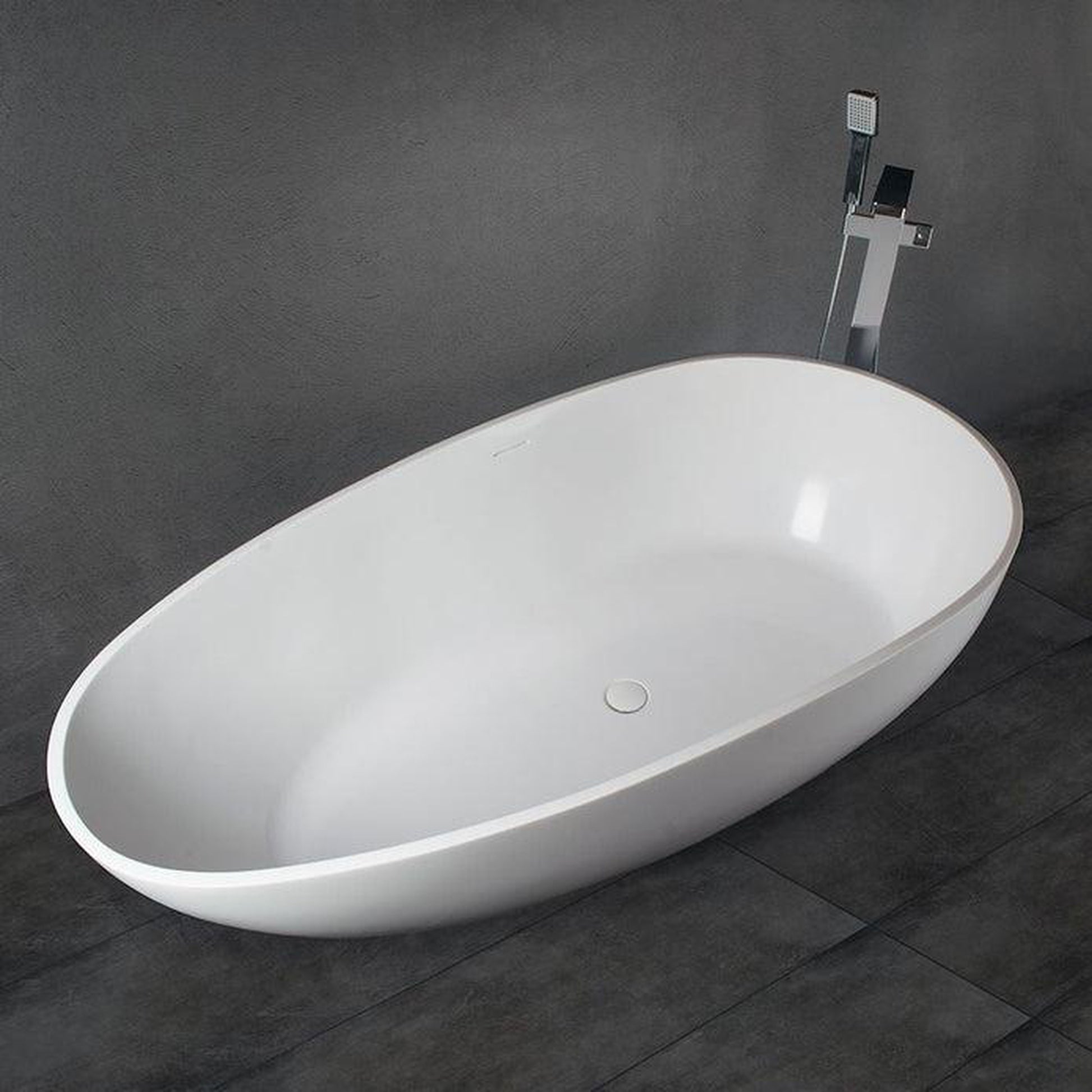 Vanity Art 59" Glossy White Contemporary Design Soaking Tub With Overflow and Pop-up Drain