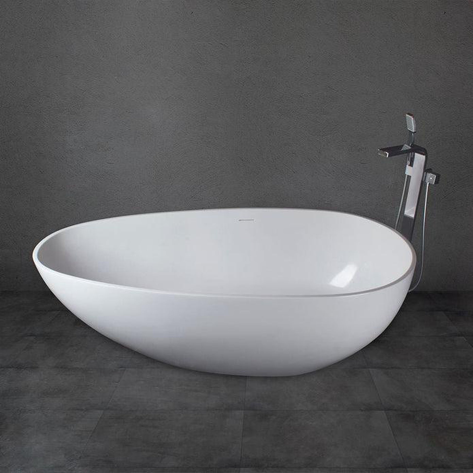 Vanity Art 59" Glossy White Contemporary Design Soaking Tub With Overflow and Pop-up Drain