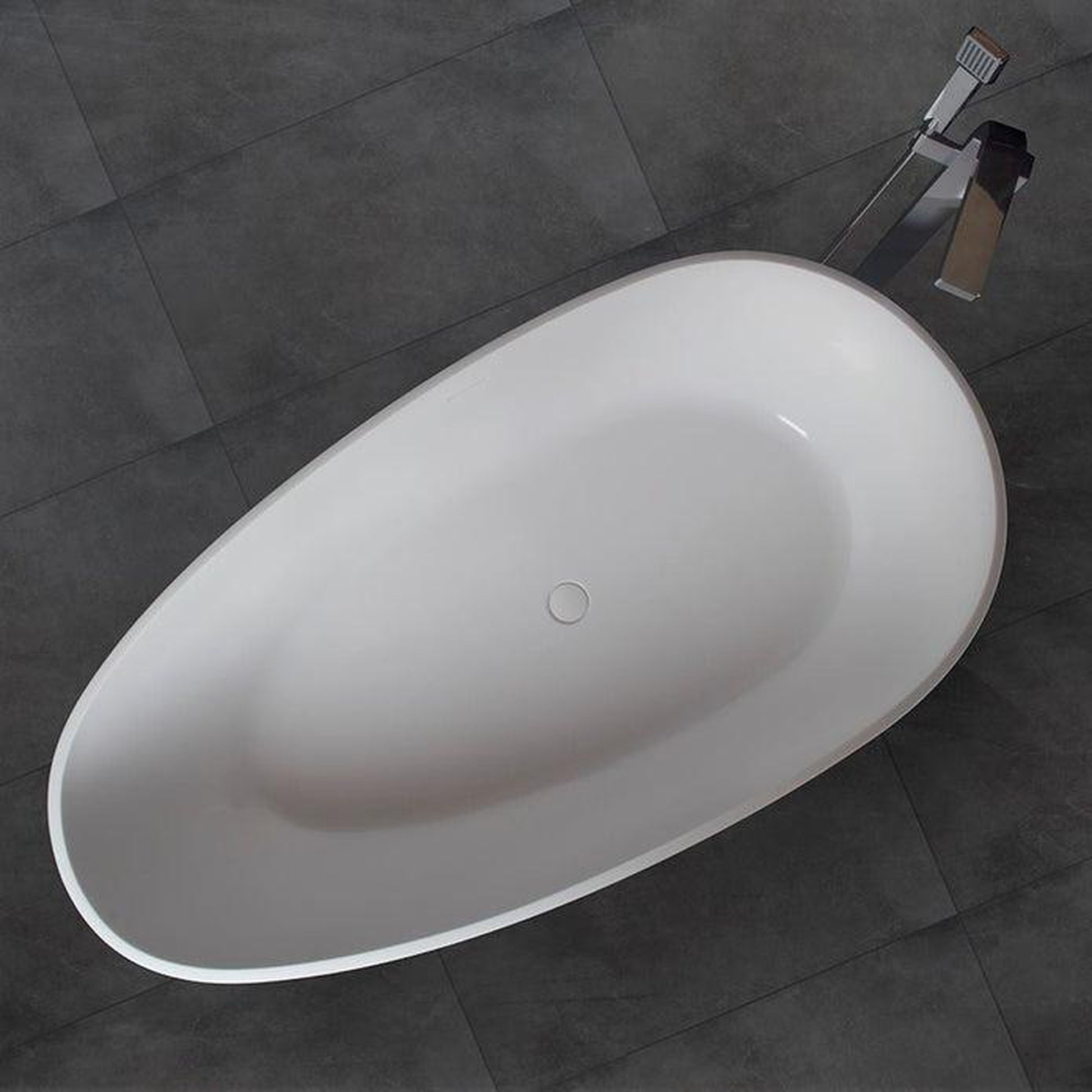 Vanity Art 59" Glossy White Contemporary Design Soaking Tub With Overflow and Pop-up Drain