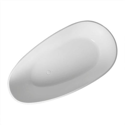 Vanity Art 59" Glossy White Contemporary Design Soaking Tub With Overflow and Pop-up Drain