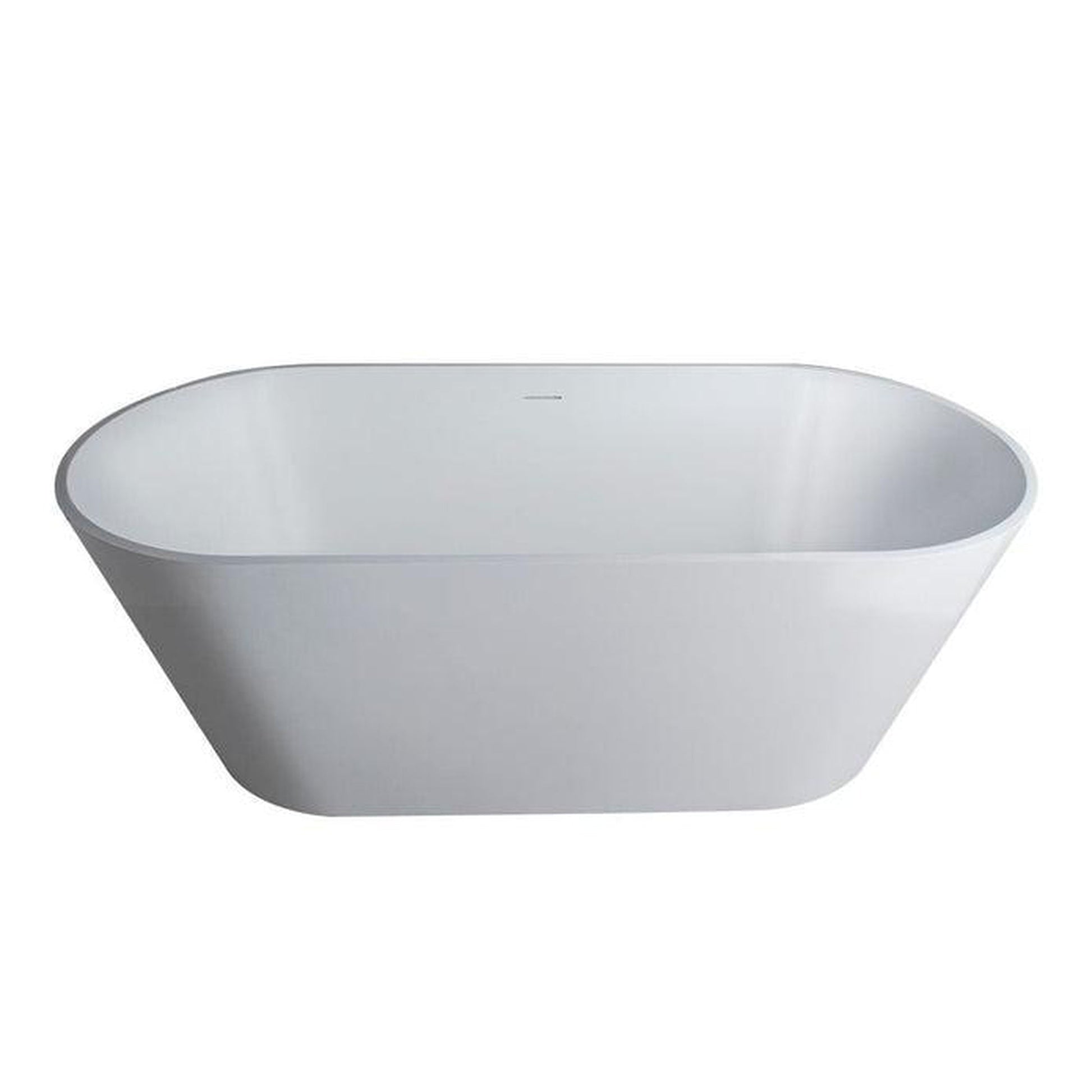 Vanity Art 59" Glossy White Solid Surface Resin Stone Freestanding Bathtub With Overflow and Pop-up Drain